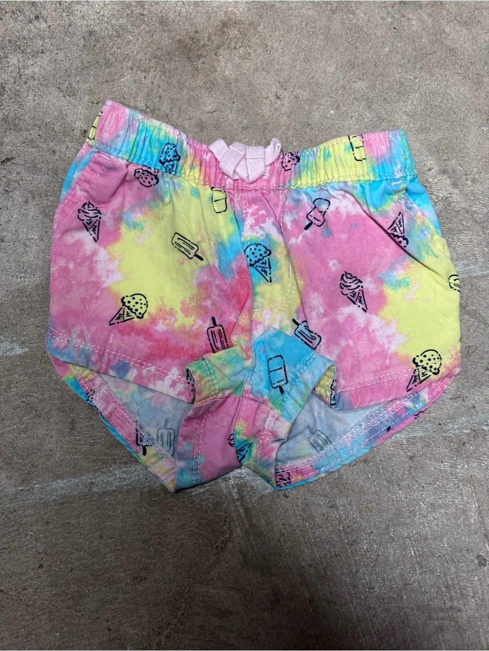 Girls Rainbow Striped Tank Top, Tie-Dye Ice Cream & solid pink Shorts Set